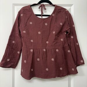 Zara Burgundy Floral Blouse